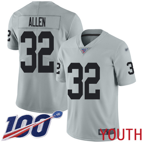 Oakland Raiders Limited Silver Youth Marcus Allen Jersey NFL Football #32 100th Season Inverted Legend Jersey->youth nfl jersey->Youth Jersey
